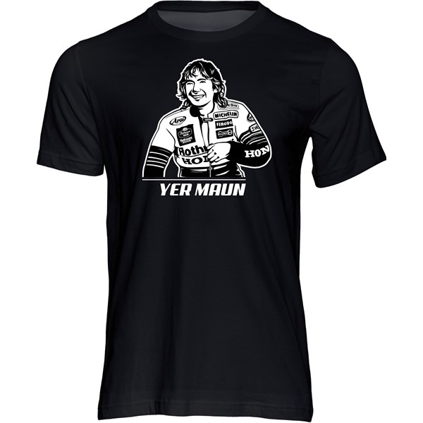 Joey Dunlop Yer Maun T Shirt Black Duke Video