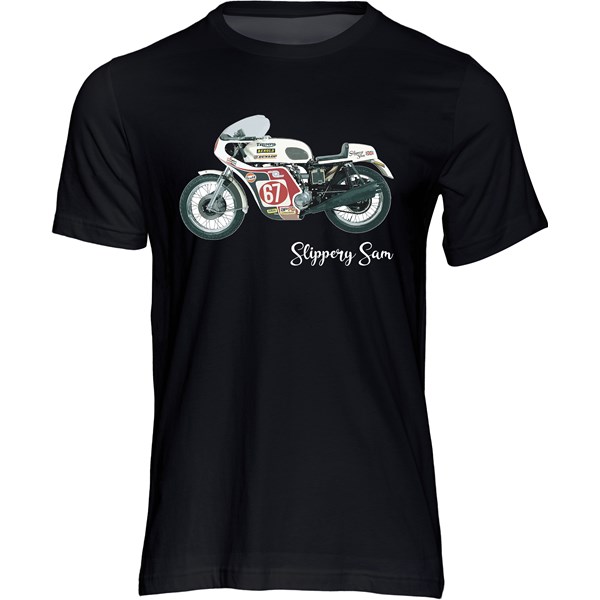 Slippery Sam Triumph Trident T-shirt Black : Duke Video