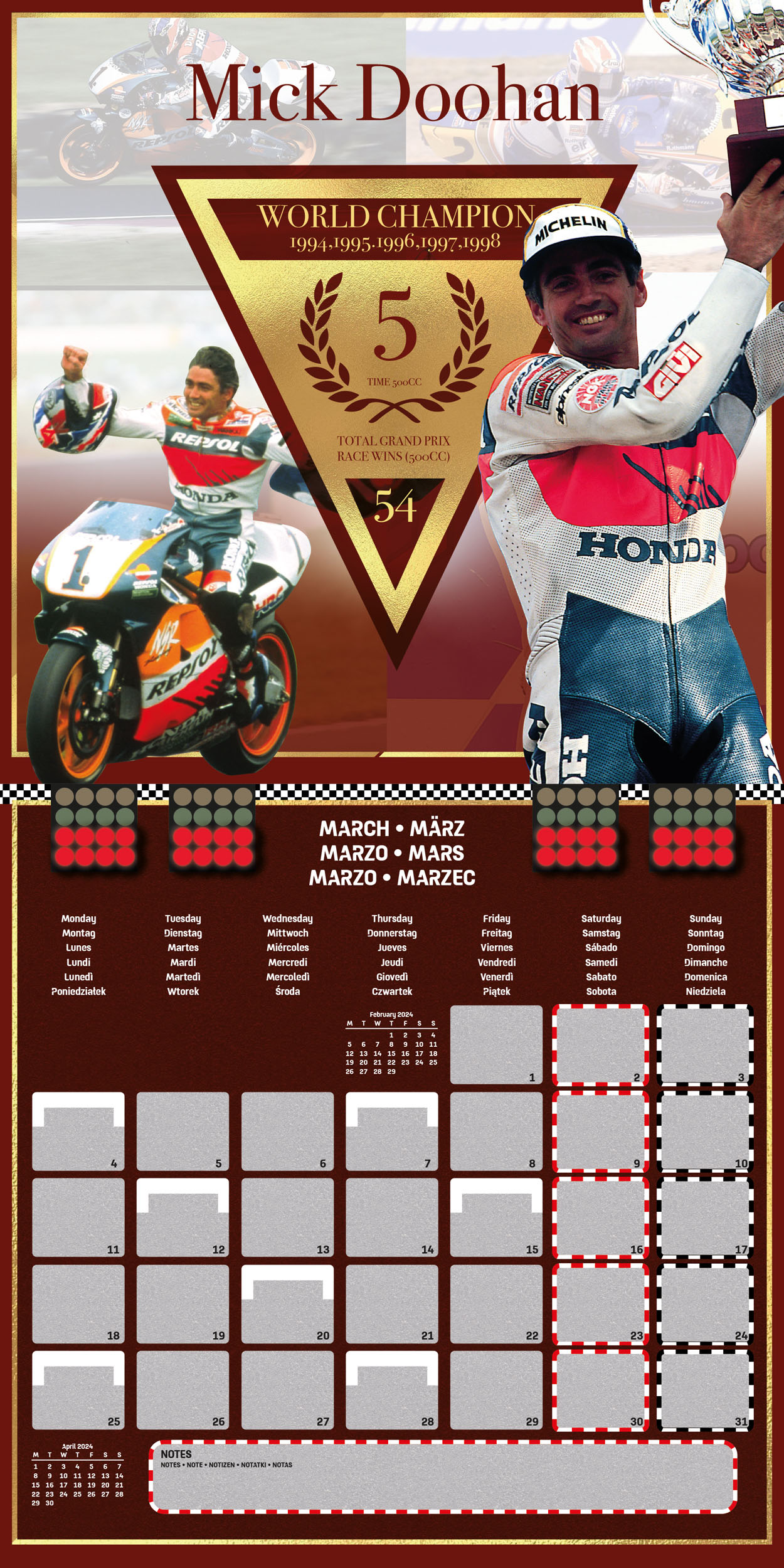 MotoGP 2024 Wall Calendar Duke Video