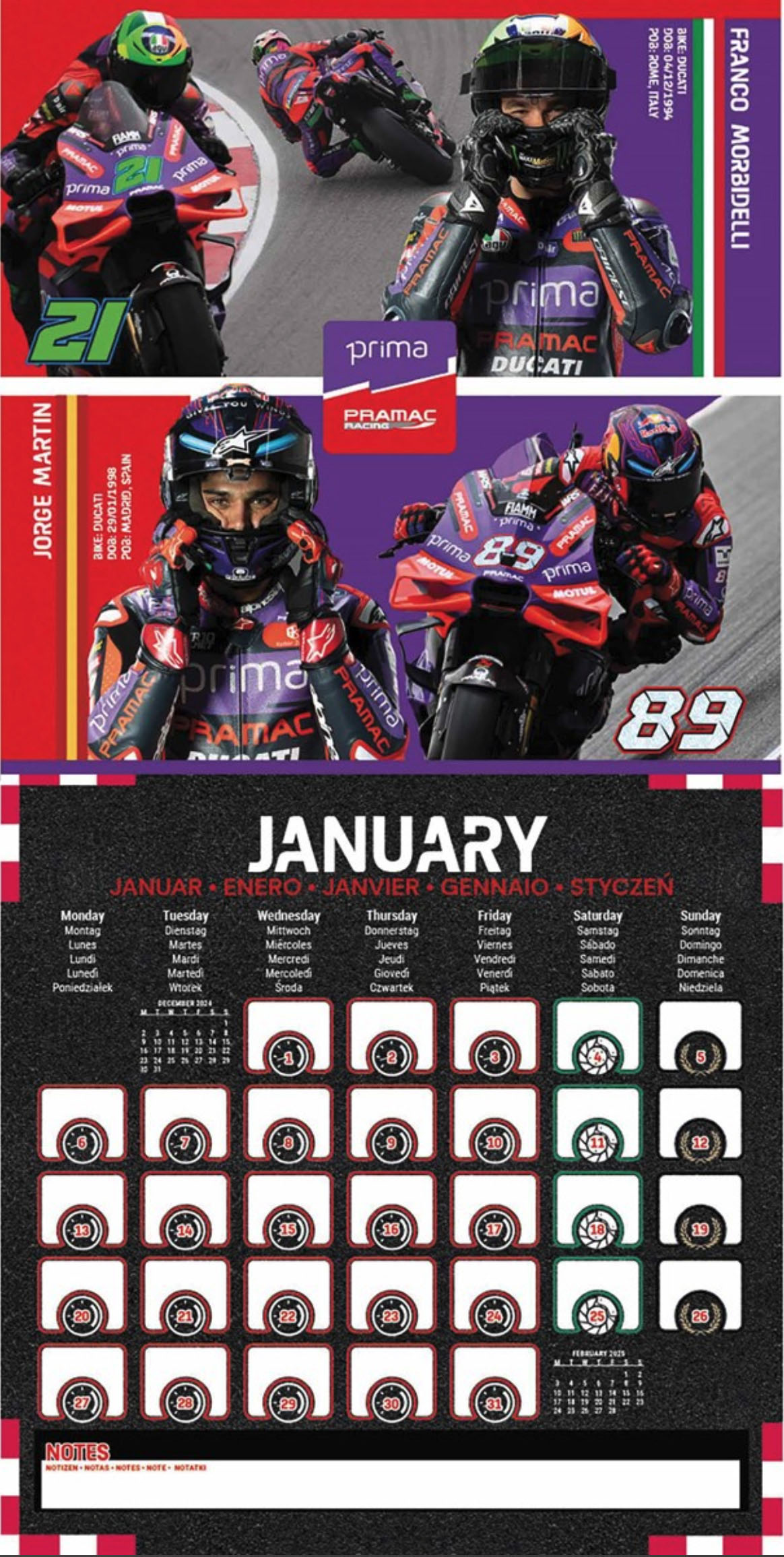 MotoGP 2025 Wall Calendar Duke Video